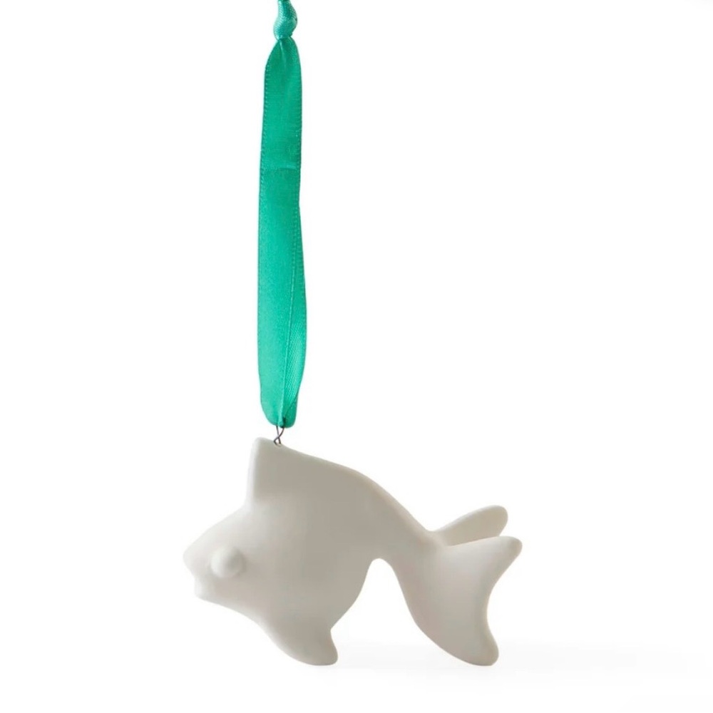 Jonathan Adler Porcelain Fish Ornament with Teal Ribbon - SOLD OUT!